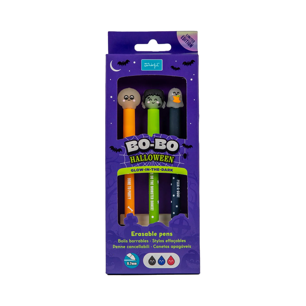 Set di 3 penne cancellabili Bo-Bo - Glow in the dark