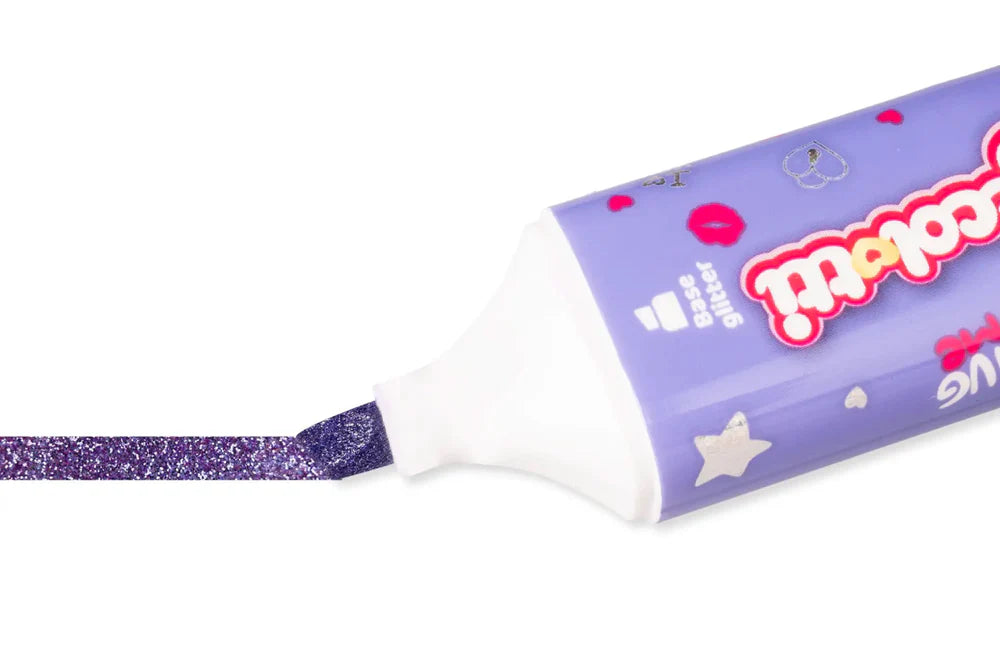 Set 3 Evidenziatori con Timbro Coccolotti – Glitter & Cuoricini